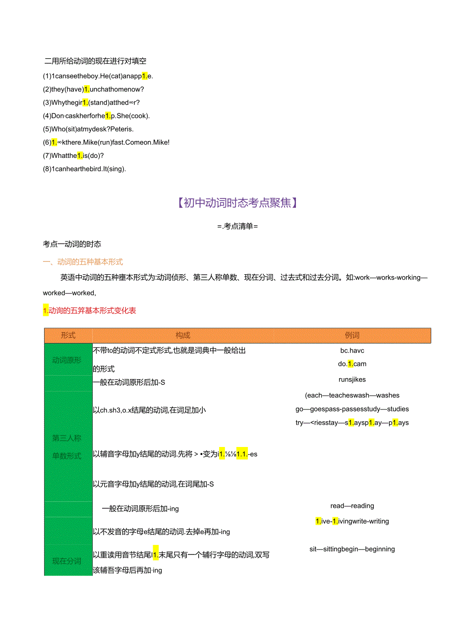 衔接点08 动词时态1（一般现在时、现在进行时）（小初考点差异及衔接）.docx_第2页