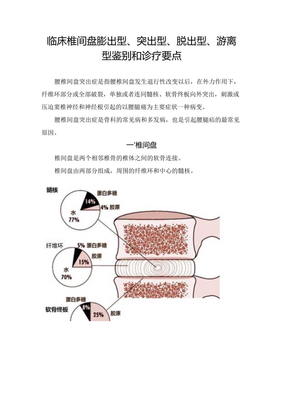 临床椎间盘膨出型、突出型、脱出型、游离型鉴别和诊疗要点.docx_第1页