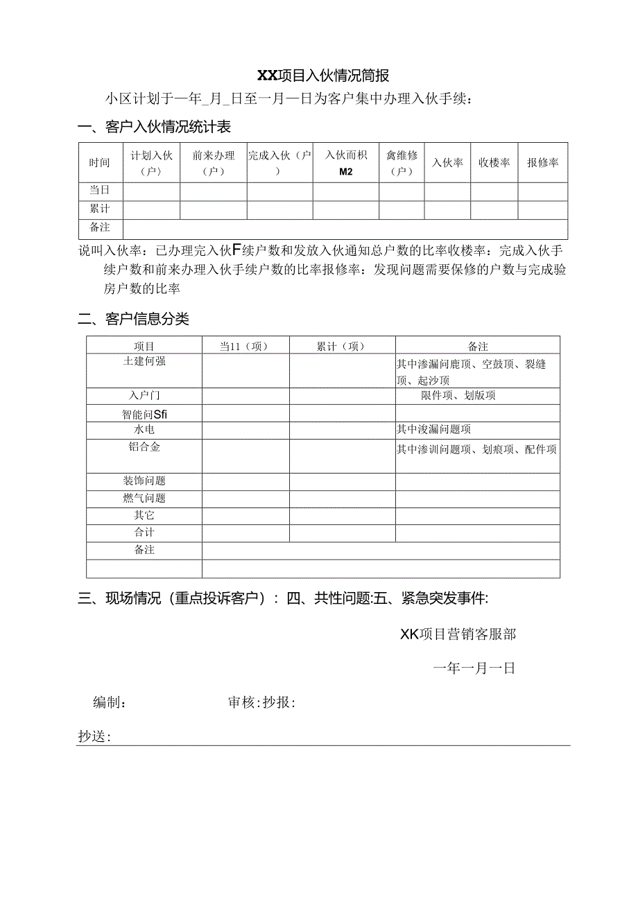 【客服管理】项目入伙情况简报.docx_第1页