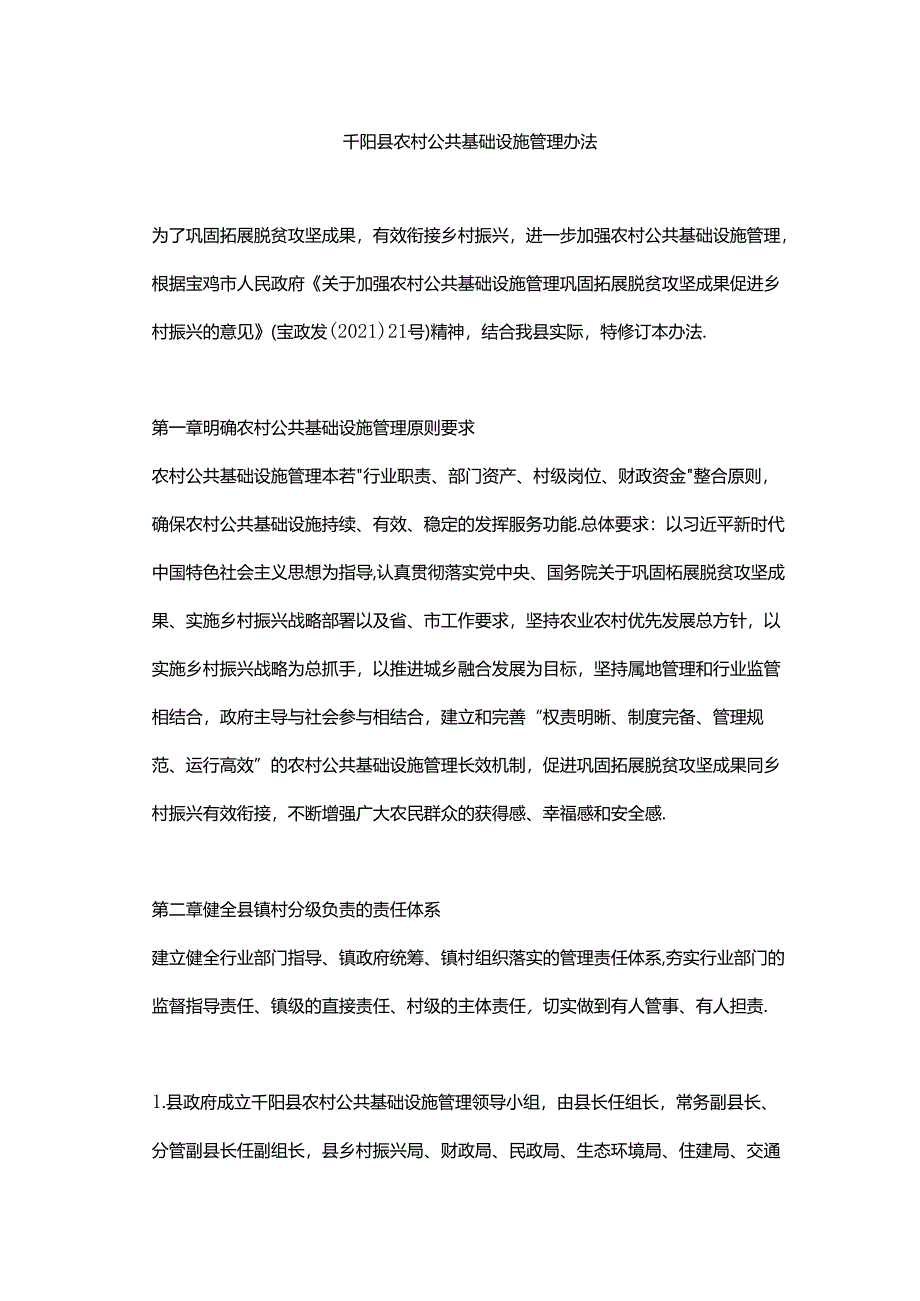 千阳县农村公共基础设施管理办法.docx_第1页