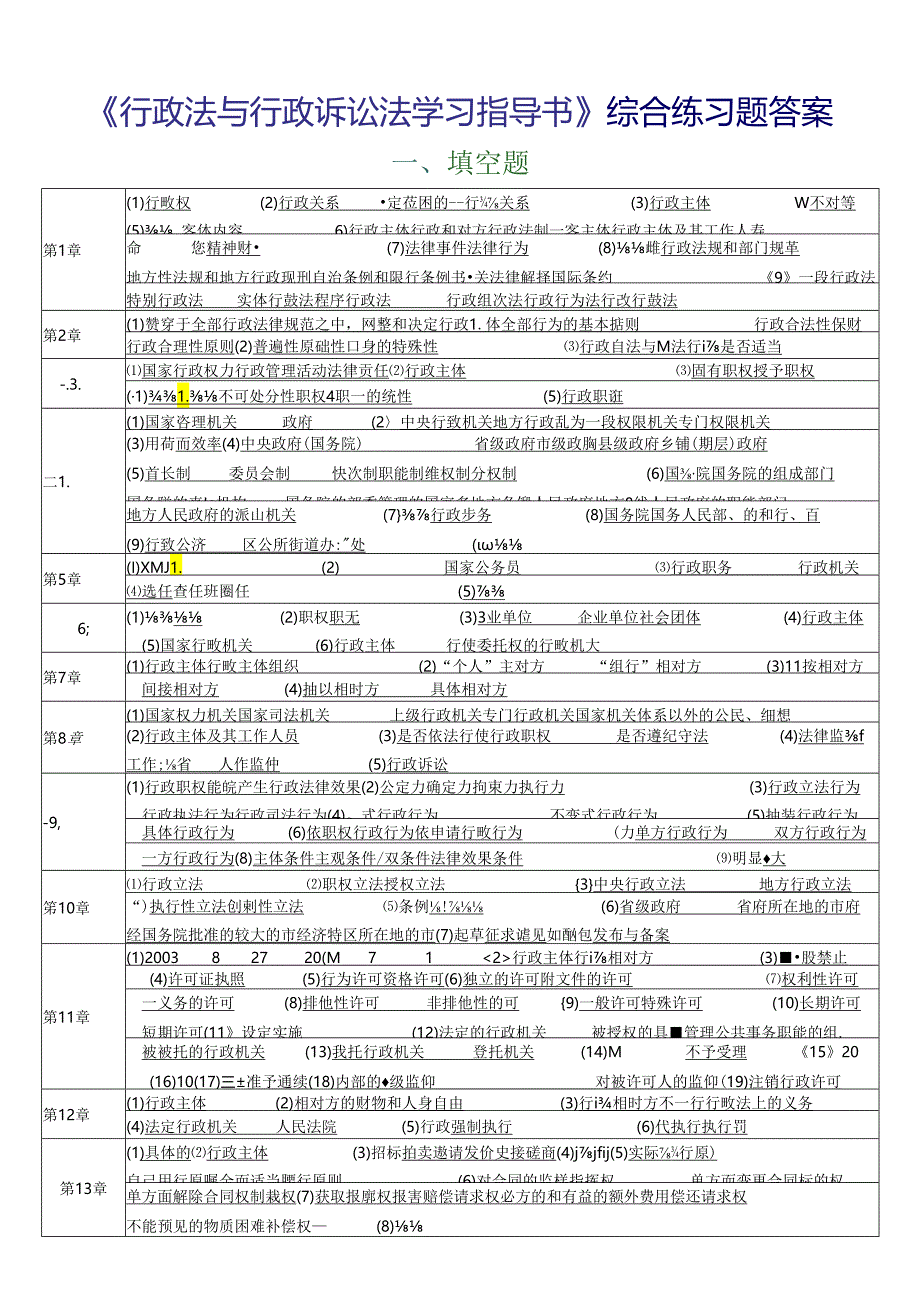 《行政法与行政诉讼法学习指导书》综合练习题答案.docx_第1页