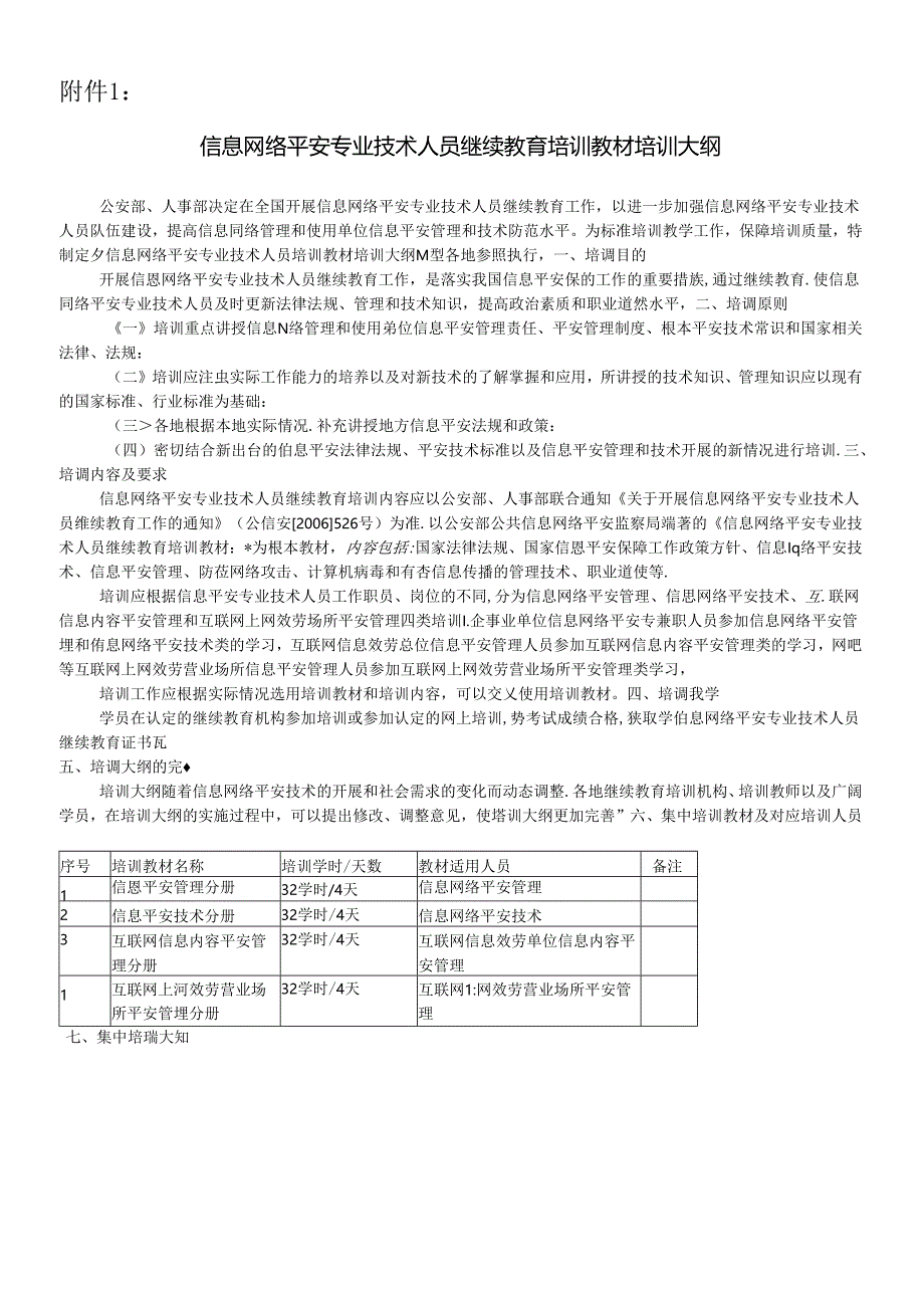 【信息网络安全专业技术人员继续教育培训教材培训大纲】.docx_第1页