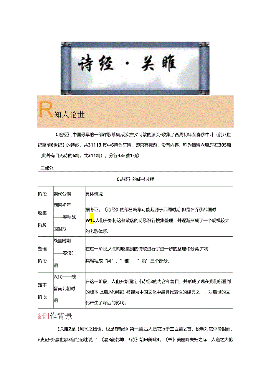 《诗经关雎》初中诗歌鉴赏专项训练（附答案解析）.docx_第1页