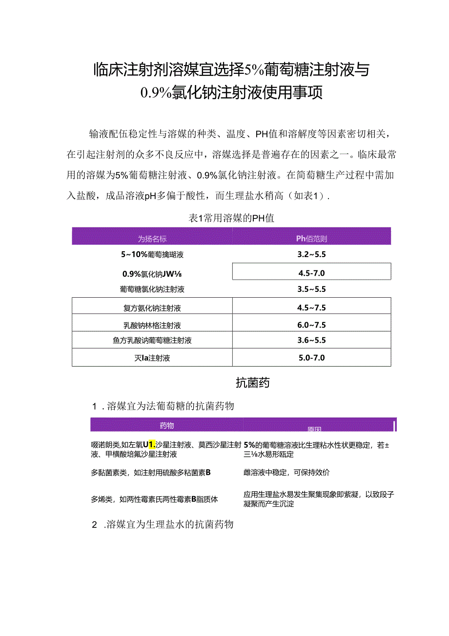 临床注射剂溶媒宜选择5%葡萄糖注射液与0.9%氯化钠注射液使用事项.docx_第1页