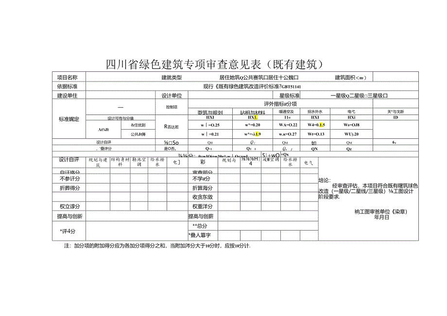 四川省绿色建筑专项审查意见表（既有建筑）.docx_第1页