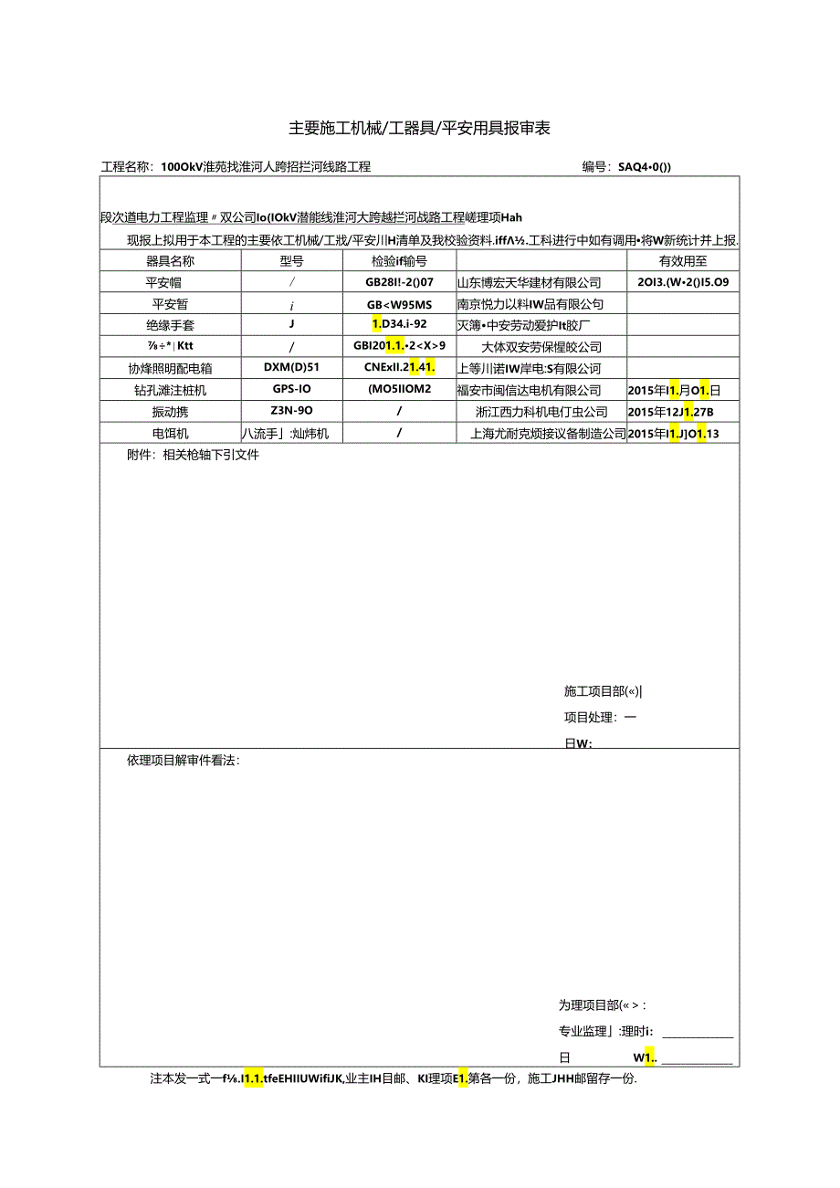 主要施工机械工器具安全用具报审表.docx_第1页