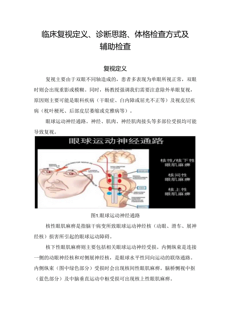 临床复视定义、诊断思路、体格检查方式及辅助检查.docx_第1页