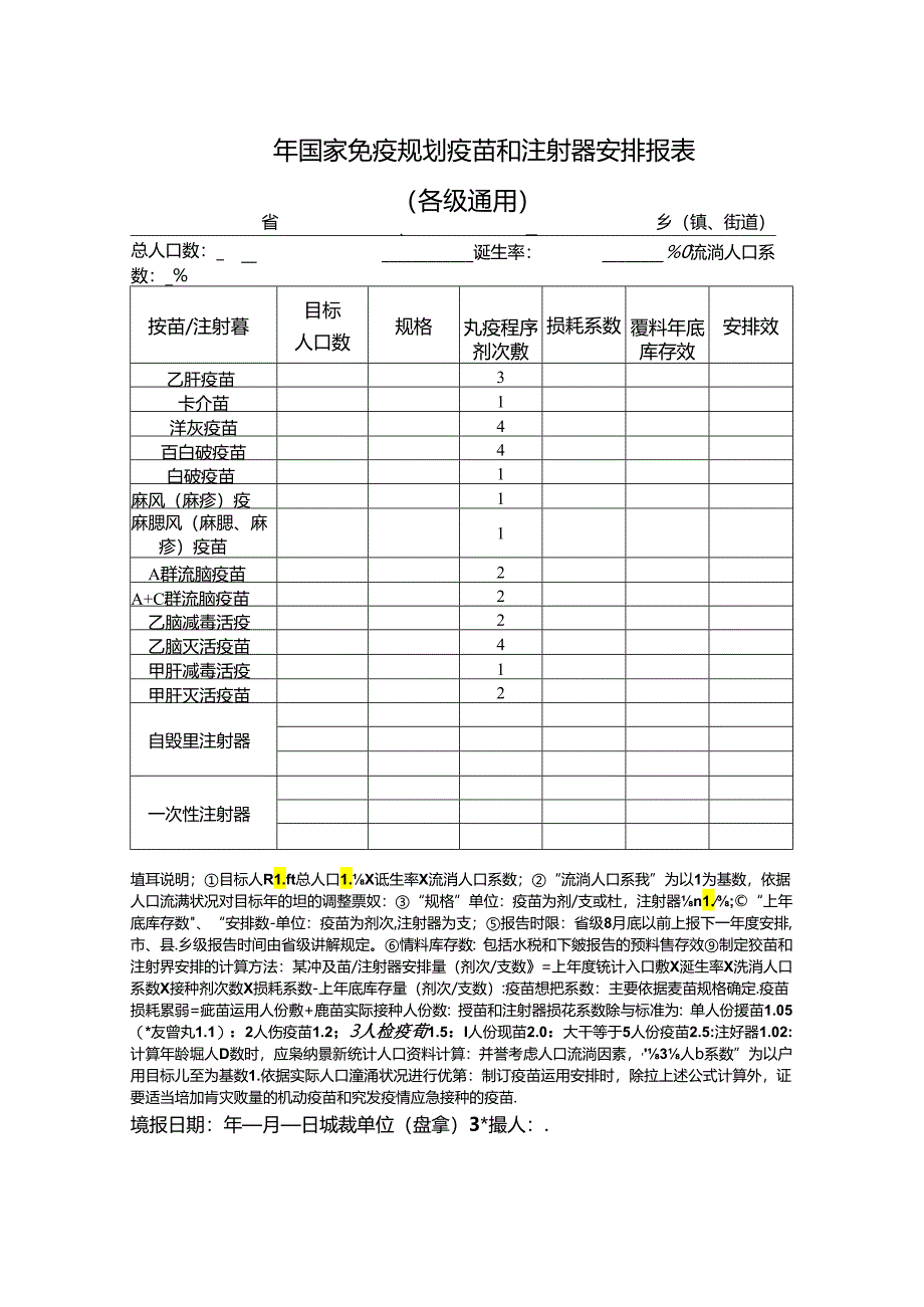 乡镇社区免疫规划精细化管理相关报表.docx_第1页