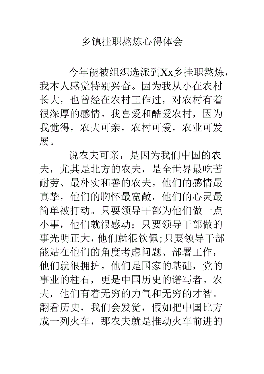 乡镇挂职锻炼心得体会.docx_第1页