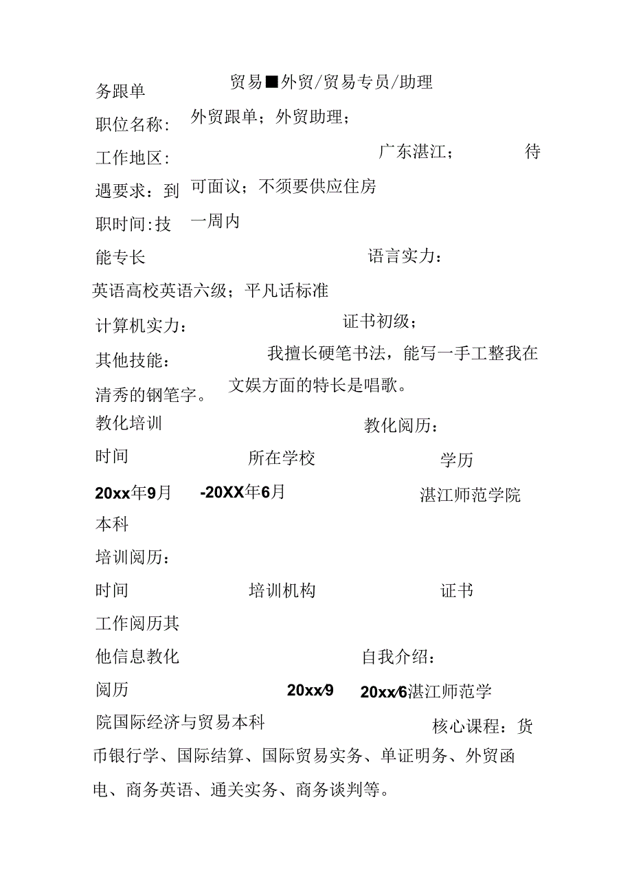 书法学专业简历.docx_第2页