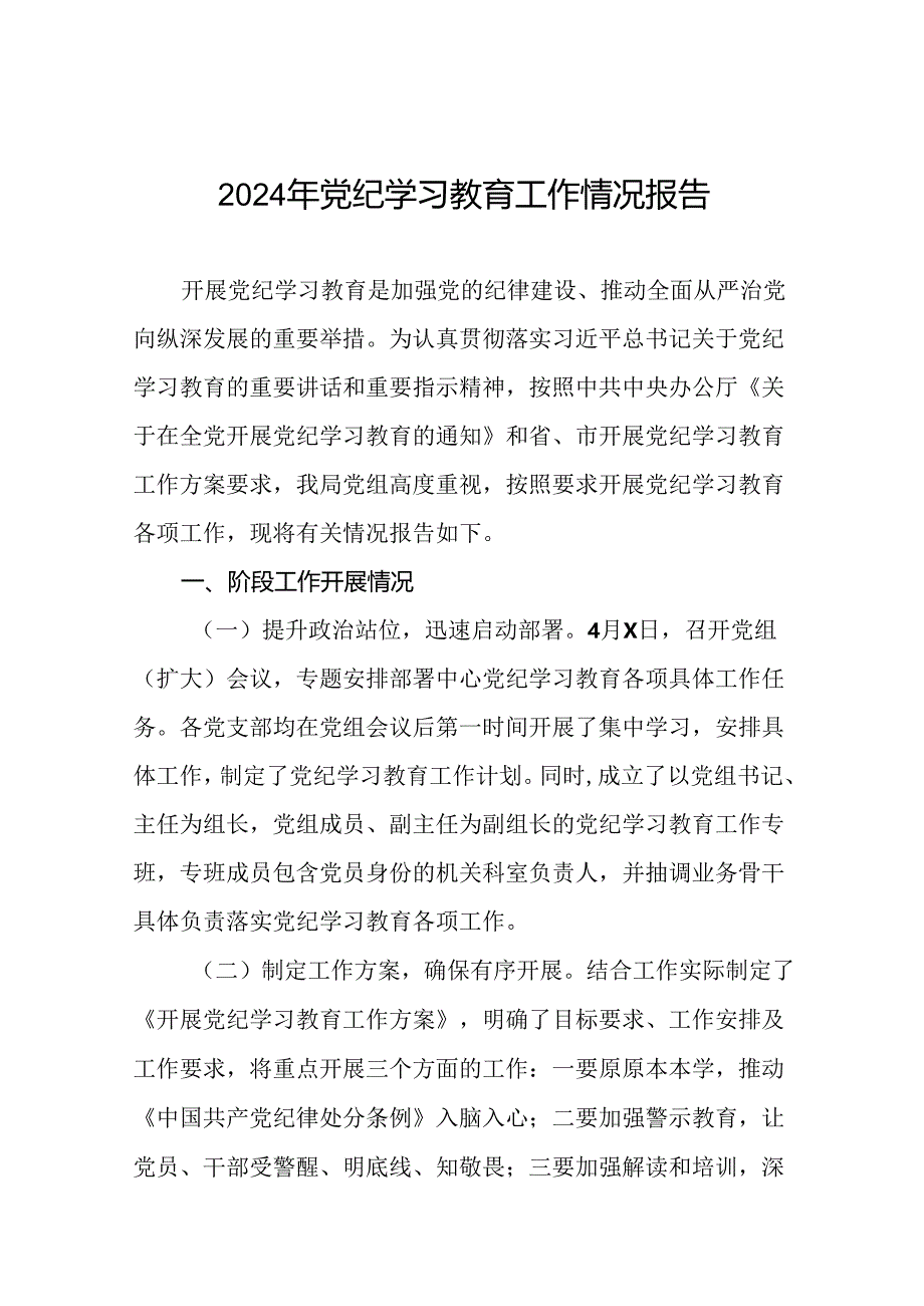 24篇2024党纪学习教育开展情况工作总结报告.docx_第1页