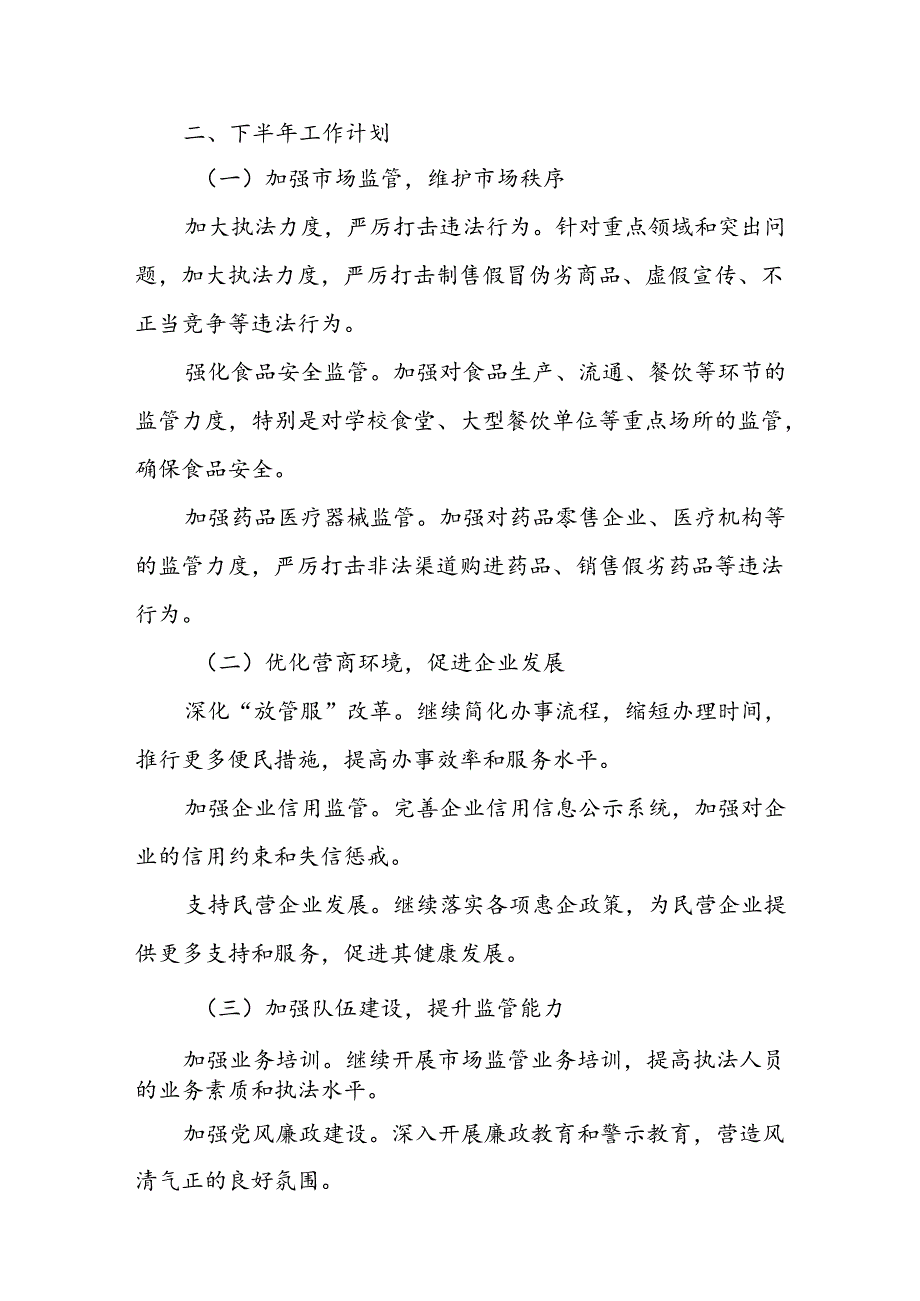 X区市场监督管理局2024年上半年工作总结及下半年工作计划.docx_第3页