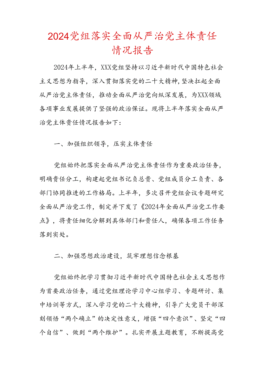 2024党组落实全面从严治党主体责任情况报告.docx_第1页