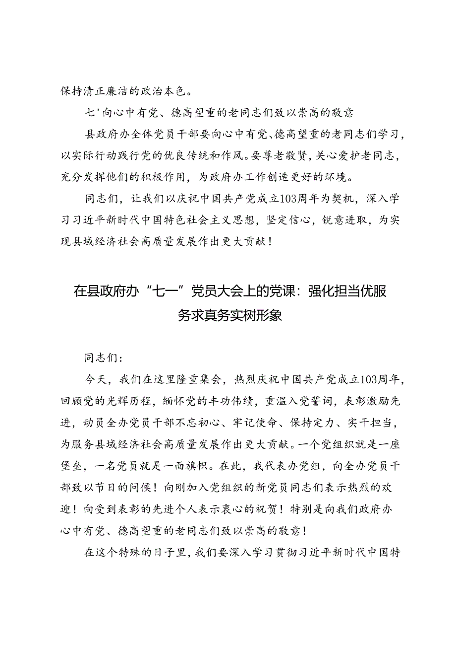 2024提在县政府办“七一”党员大会上的党课：强化担当优服务 求真务实树形象.docx_第3页