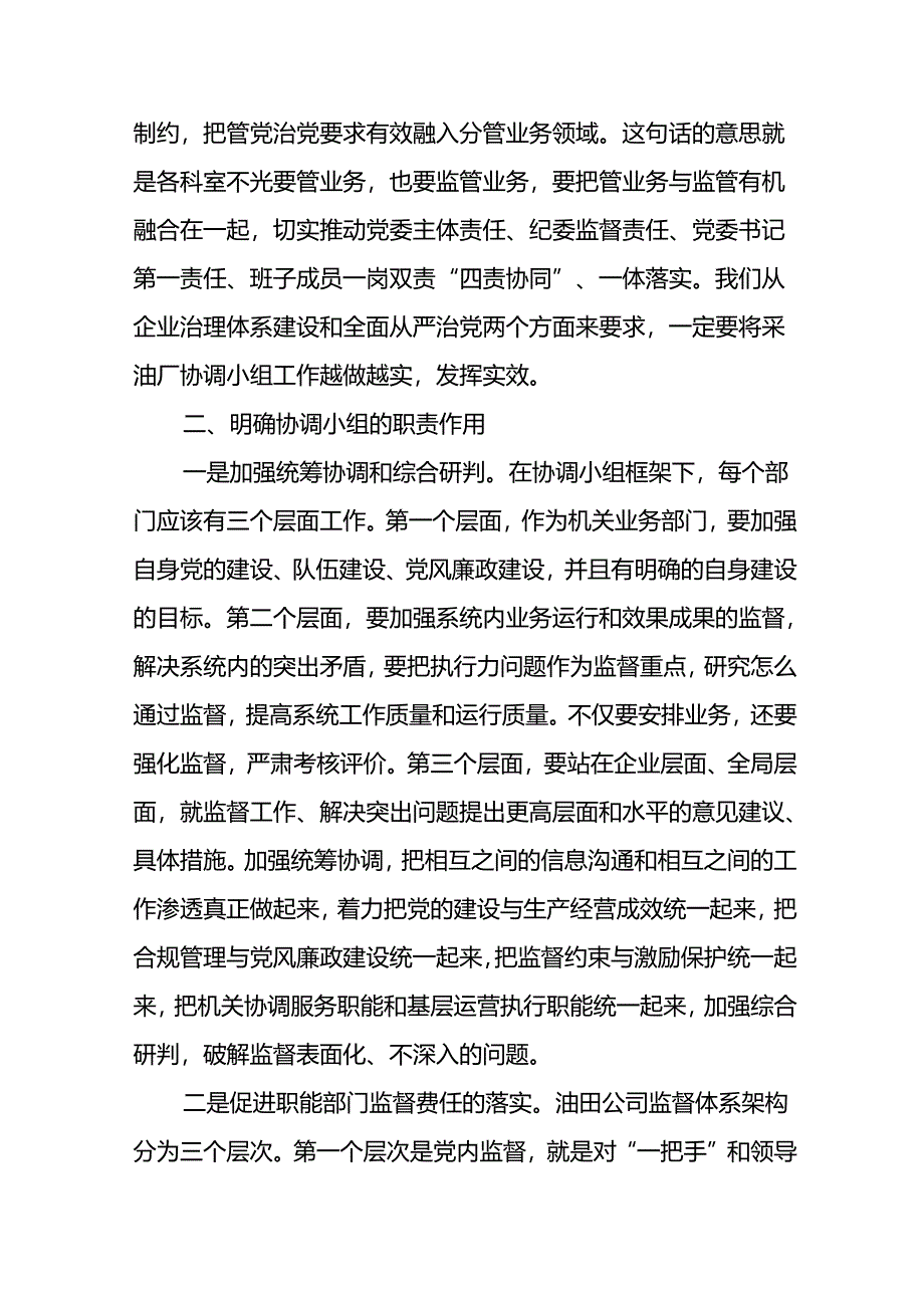 党委书记在2024年东港石油公司全面从严治党协调小组会议上的讲话.docx_第3页