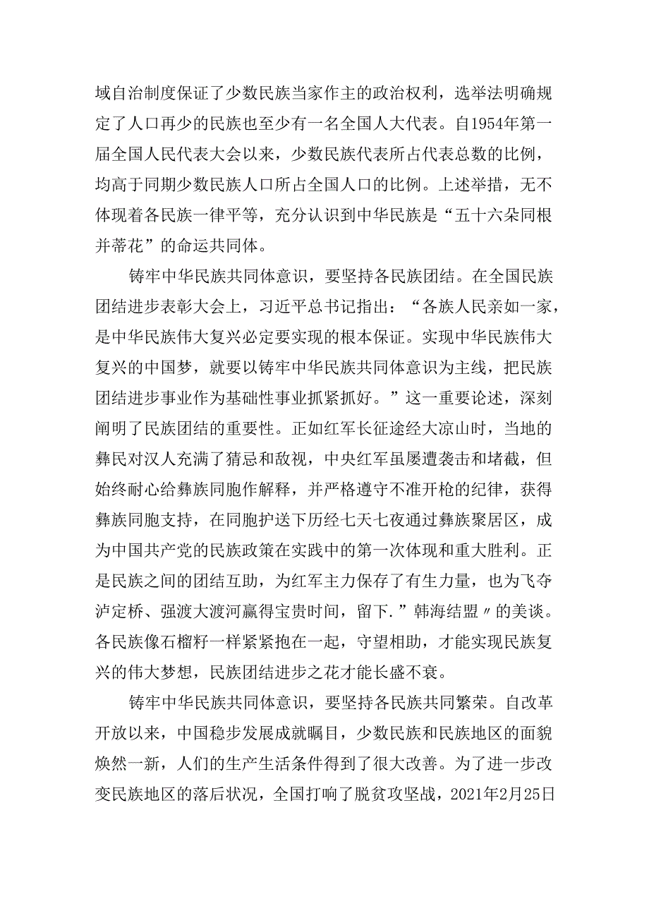 【7篇】“铸牢中华民族共同体意识推进新时代党的民族工作高质量发展”学习心得体会优选.docx_第2页