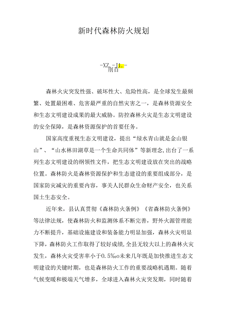 新时代森林防火规划.docx_第1页