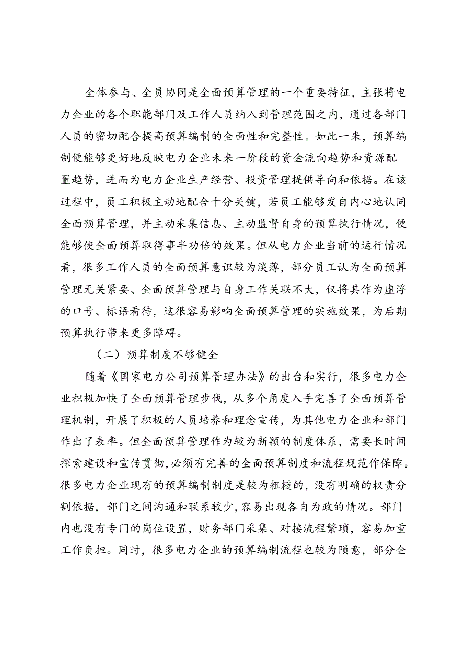 电力企业全面预算管理中存在的问题与解决对策.docx_第2页