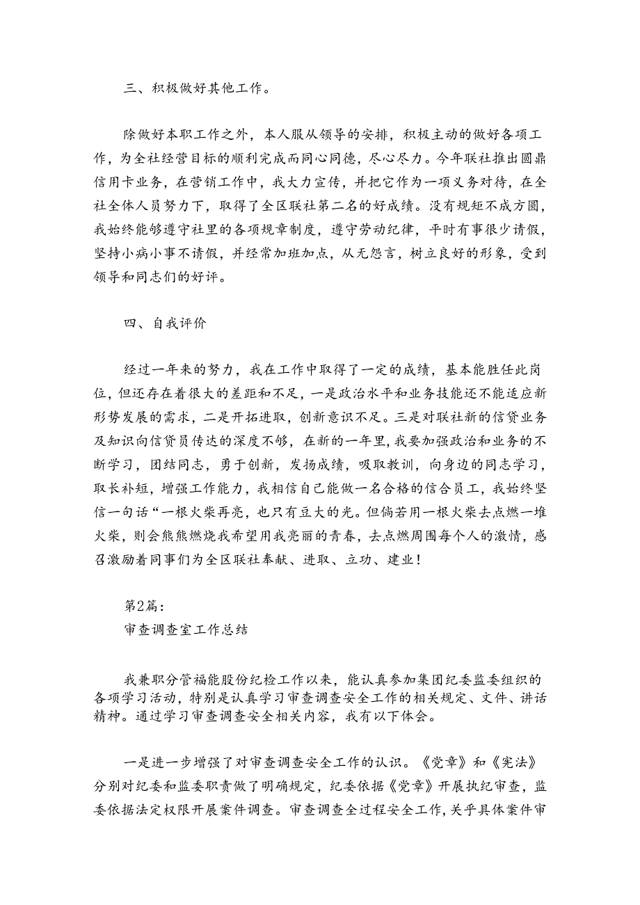 审查调查室工作总结范文2024-2024年度(精选7篇).docx_第2页