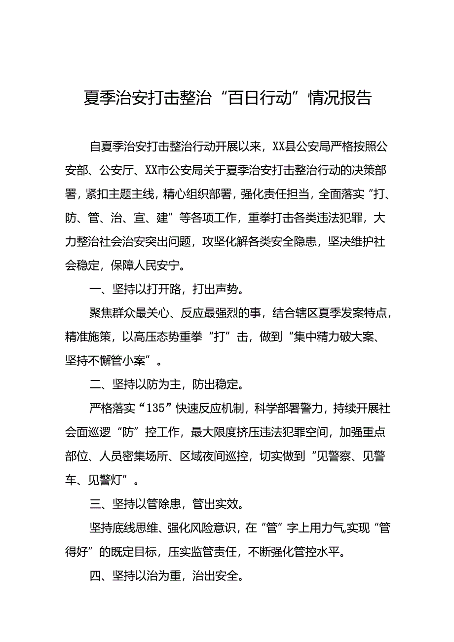 2024公安“夏季治安打击整治行动”情况报告8篇.docx_第1页