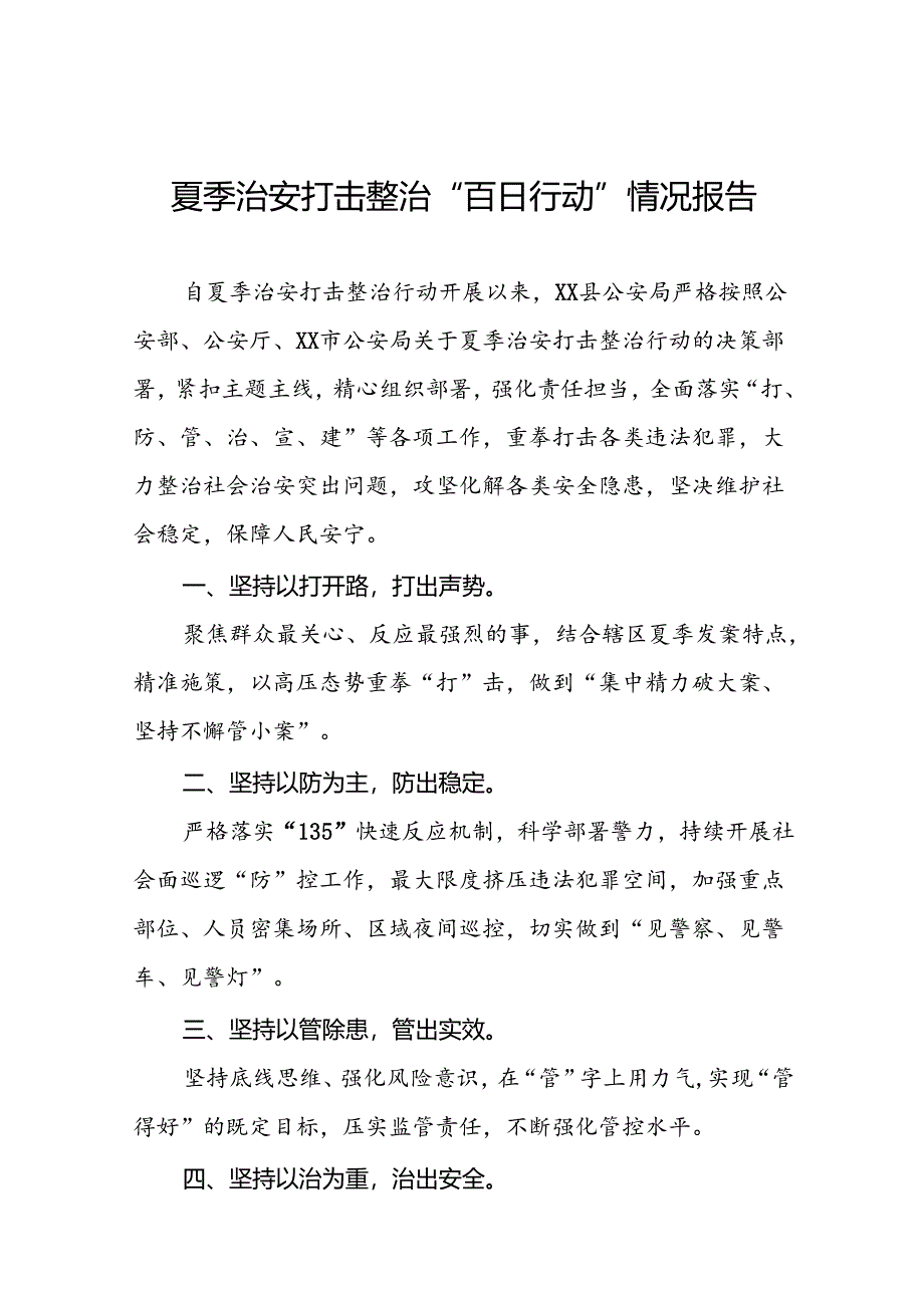 2024公安“夏季治安打击整治行动”情况报告(十篇).docx_第1页