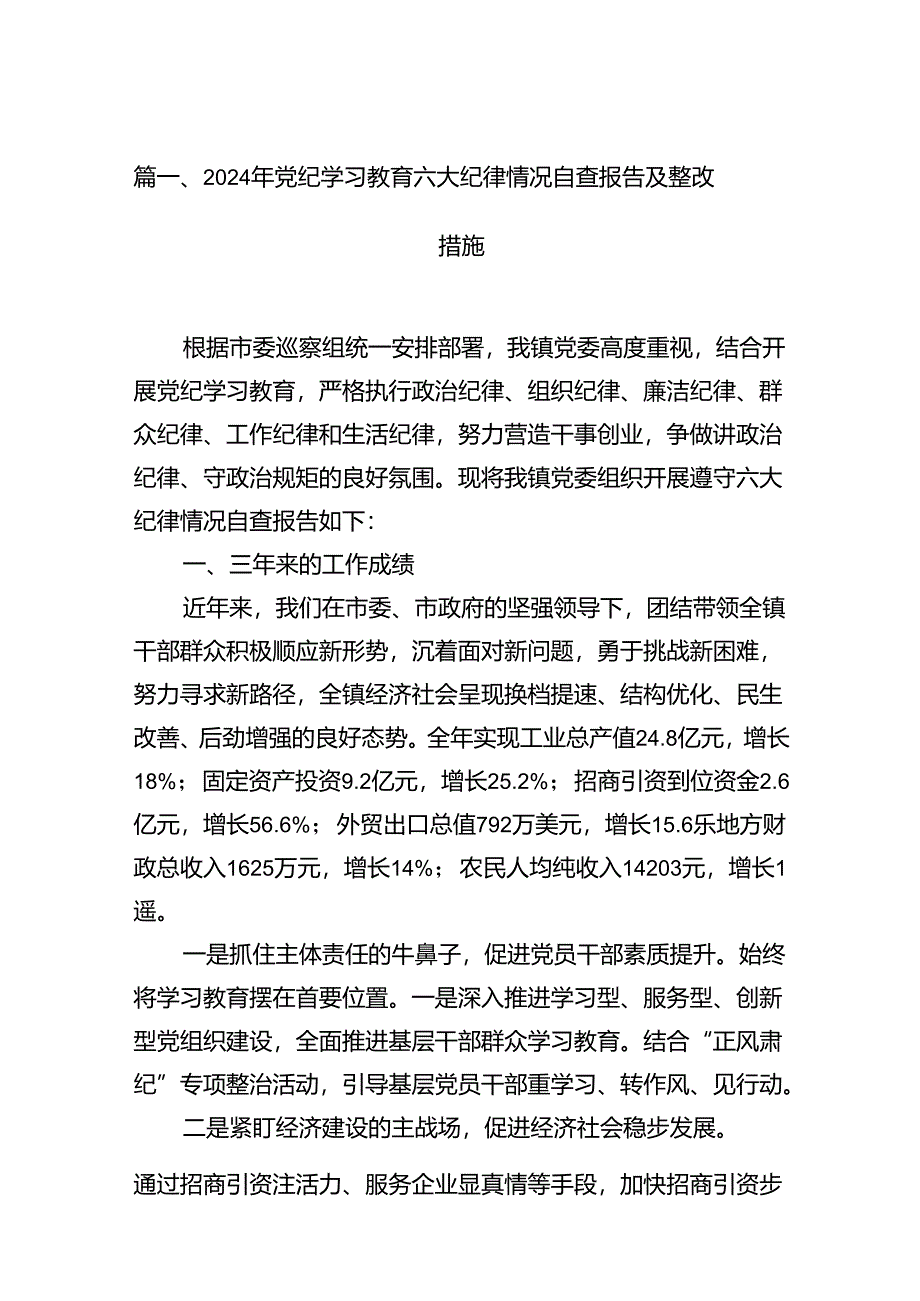 2024年党纪学习教育六大纪律情况自查报告及整改措施18篇（详细版）.docx_第2页