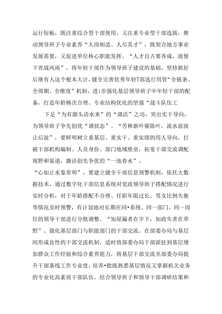 （9篇）深入学习贯彻全国党政领导班子建设规划纲要（2024—2028年）心得体会研讨发言.docx_第3页