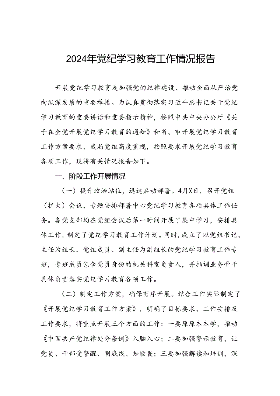 2024党纪学习教育工作情况总结汇报材料八篇.docx_第1页