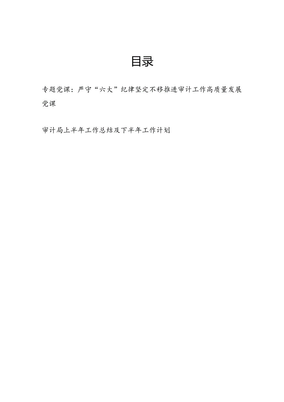 审计局严守“六大”纪律党课讲稿和审计局上半年工作总结及下半年工作计划.docx_第1页