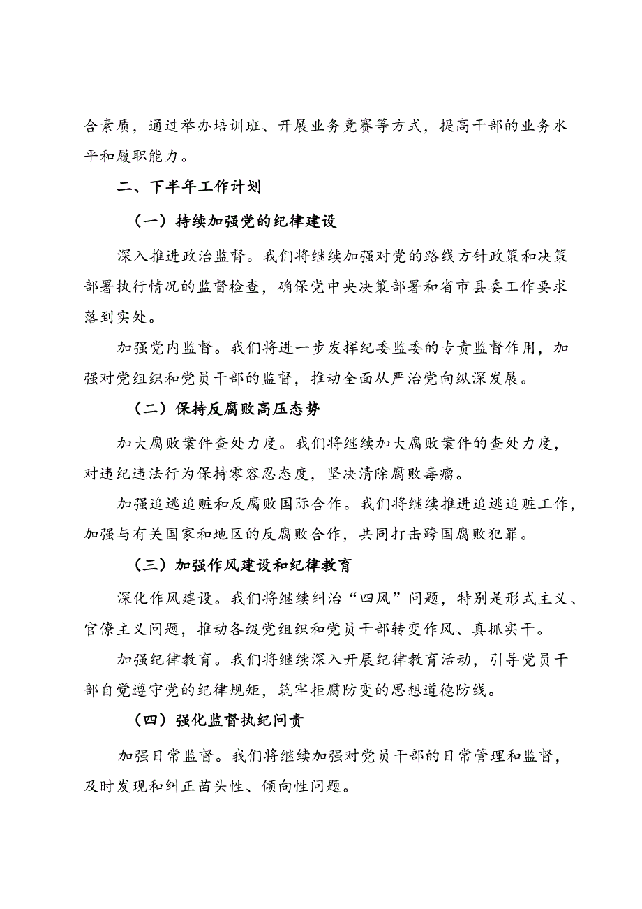 某县纪委监委2024年上半年工作总结及下半年工作计划.docx_第3页