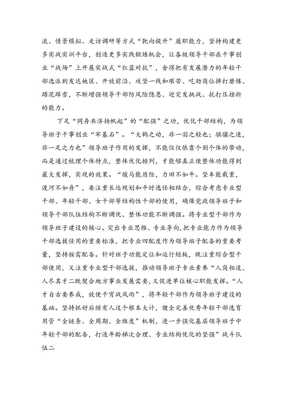 深入学习贯彻全国党政领导班子建设规划纲要（2024-2028年）心得体会研讨发言材料3篇精选.docx_第2页