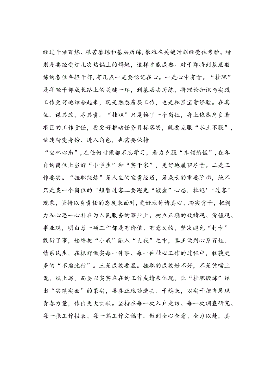 在某某市2024年轻干部挂职锻炼谈话会上的讲话提纲.docx_第2页