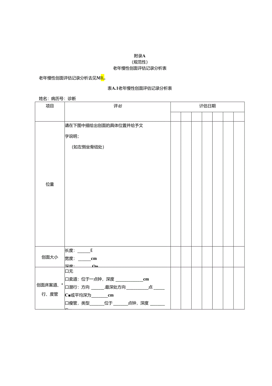 老年慢性创面评估记录分析表、敷料的选择与应用、局部护理技术操作步骤、记录表、PUSH创面愈合评估测评表.docx_第1页