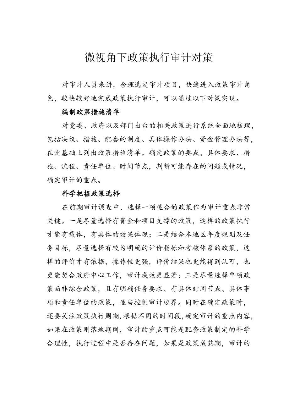 微视角下政策执行审计对策.docx_第1页