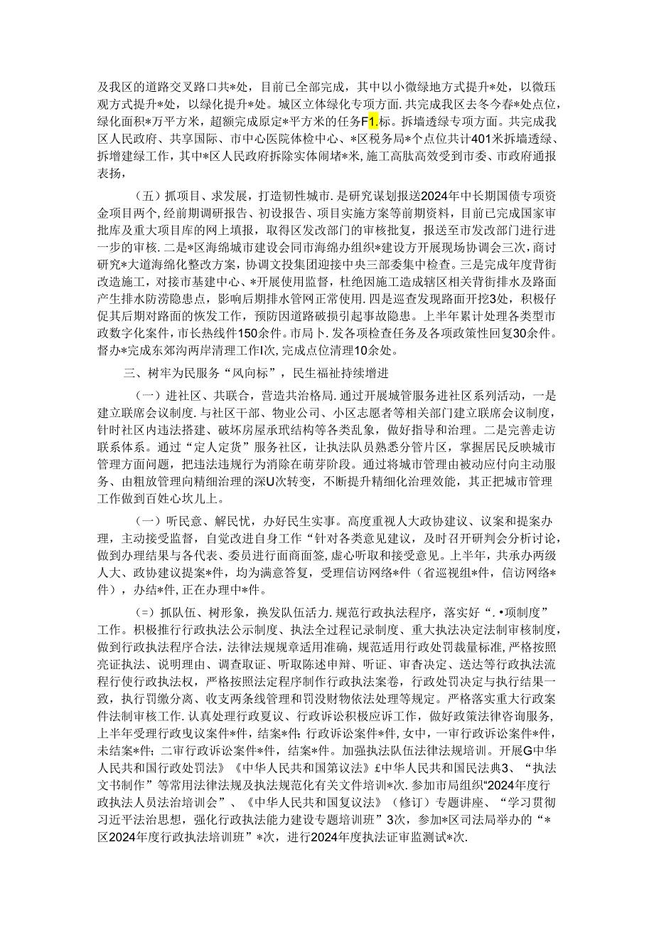 区城市管理局2024年上半年工作总结及下半年工作计划.docx_第3页