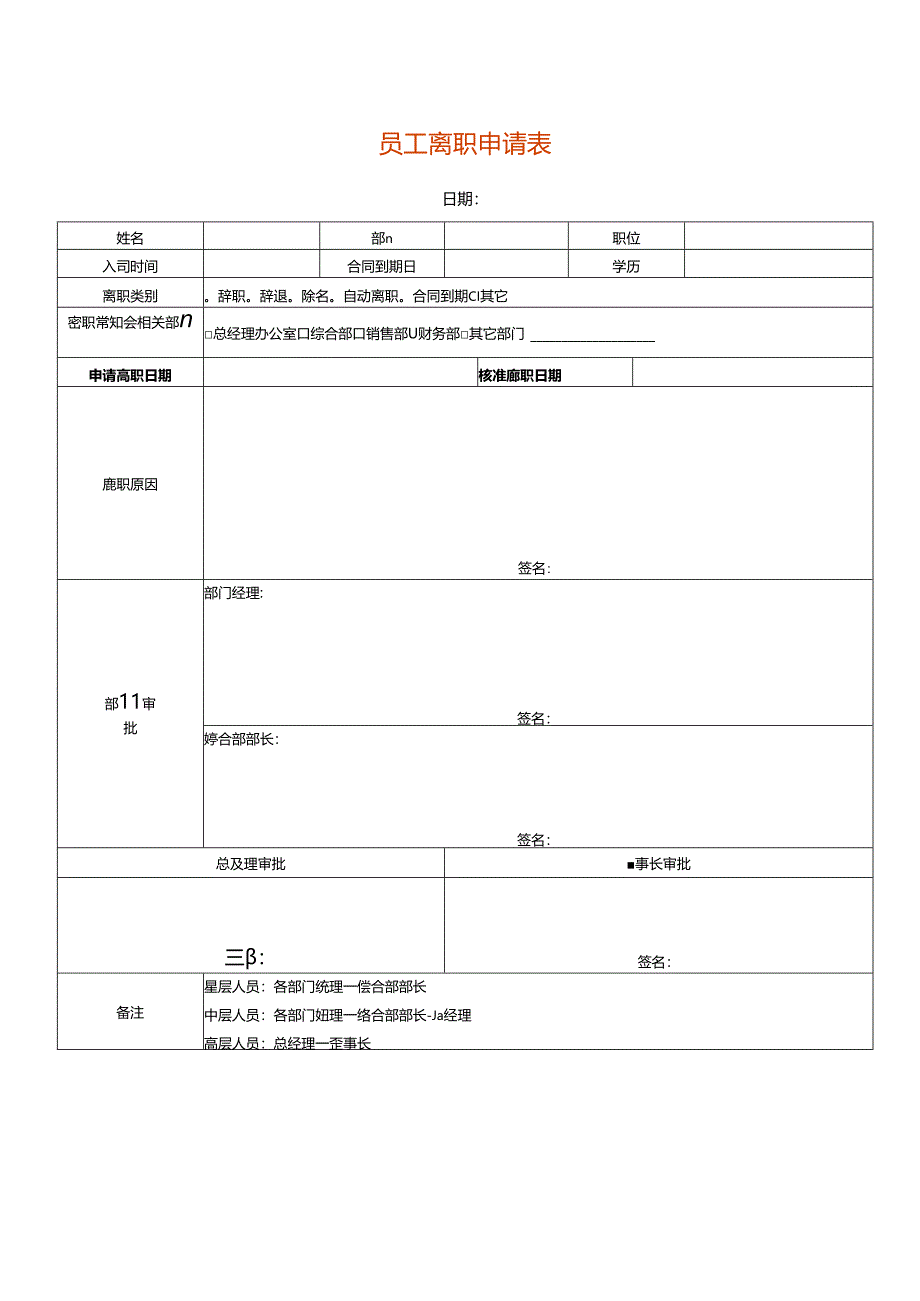 辞工单申请表模板.docx_第1页