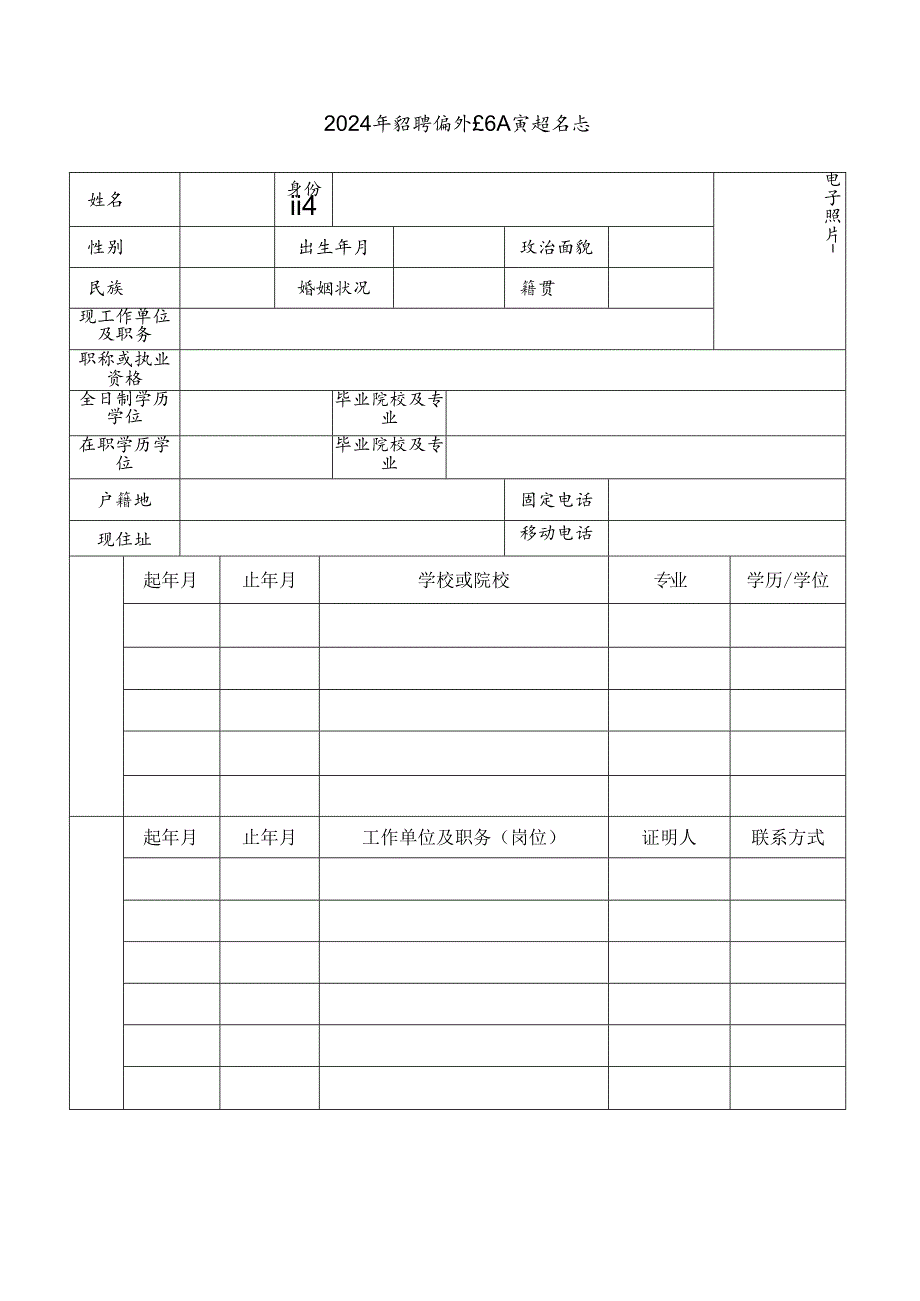 2024年招聘编外工作人员报名表.docx_第1页