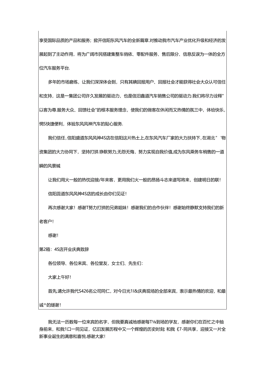 2024年4s店开业庆典致辞稿（共5篇）.docx_第2页