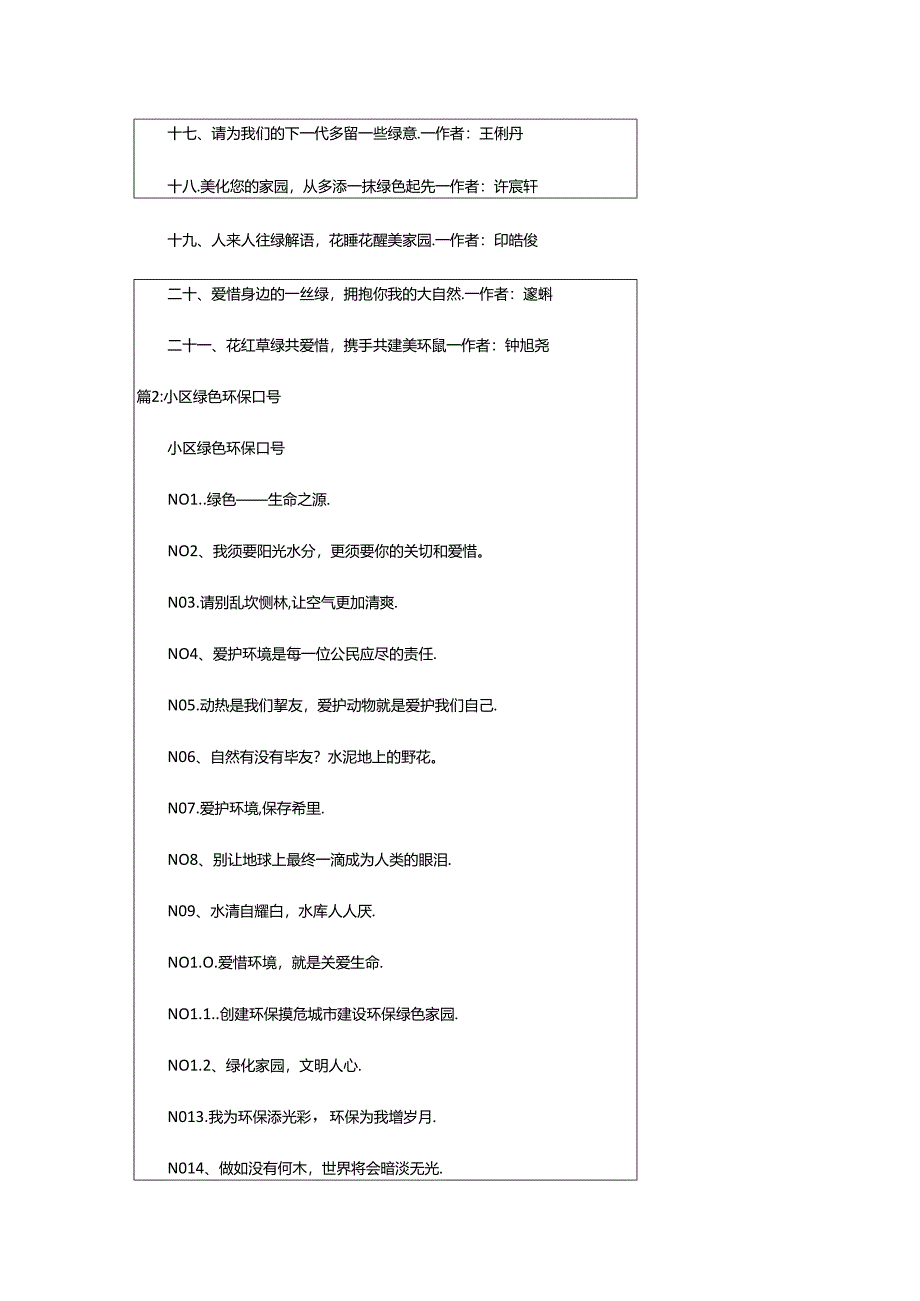 2024年小区绿色环保标语（整理18篇）.docx_第2页