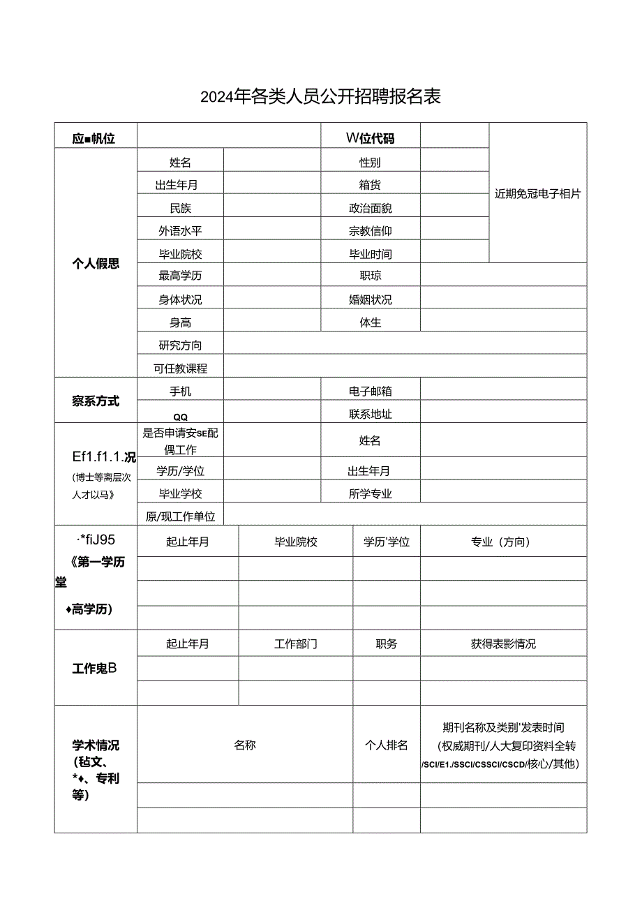 2024年各类人员公开招聘报名表.docx_第1页