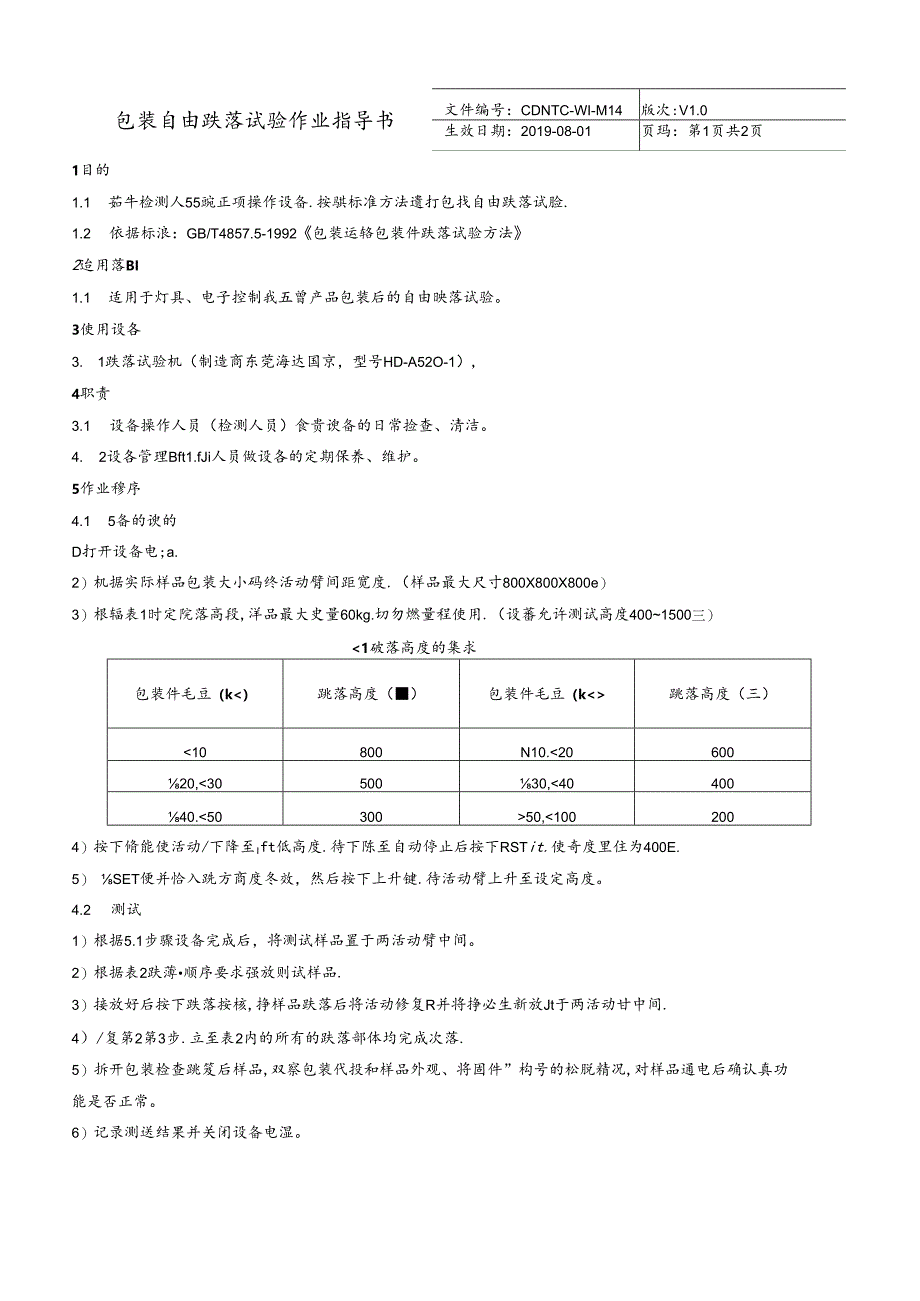 CDNTC-WI-M14 包装自由跌落试验作业指导书 V1.0.docx_第3页