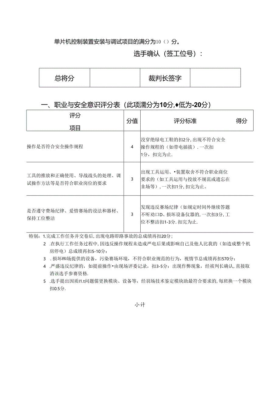 2022年甘肃省职业院校技能大赛（中职组）单片机控制装置安装与调试项目B评分表.docx_第1页