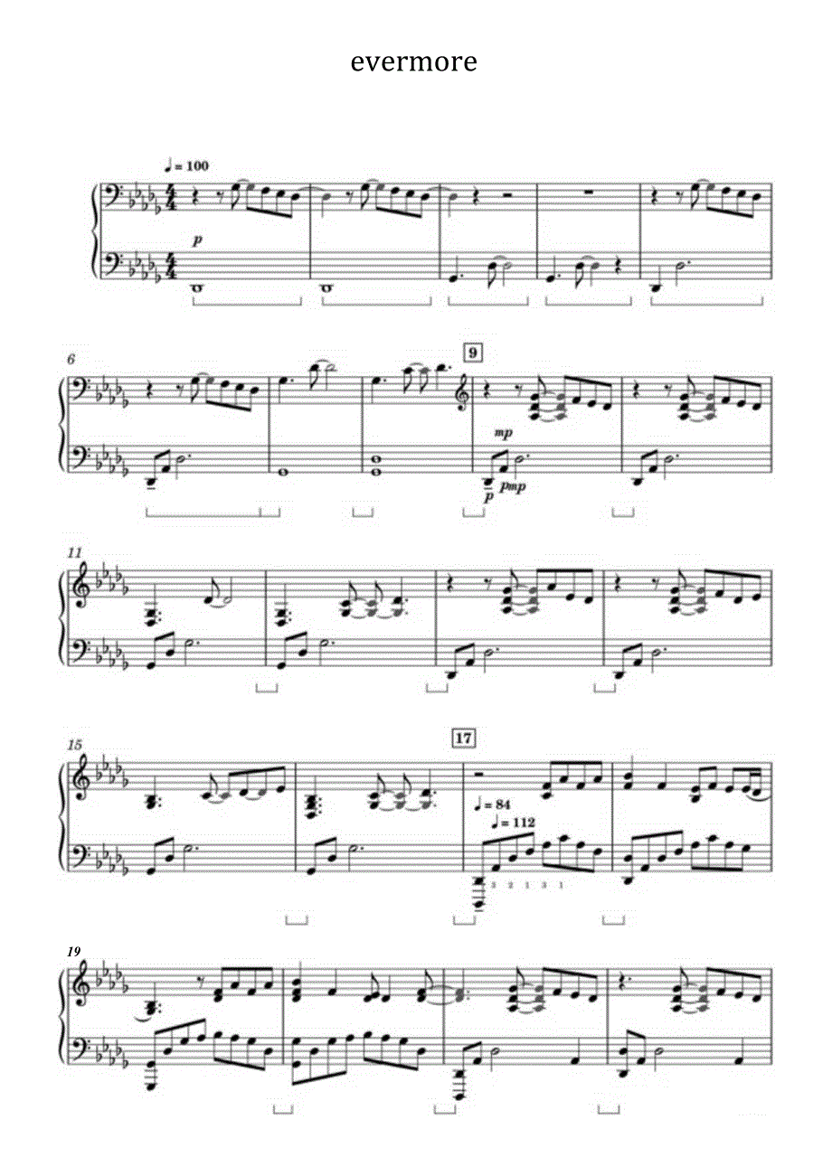 evermore 高清钢琴谱五线谱.docx_第1页