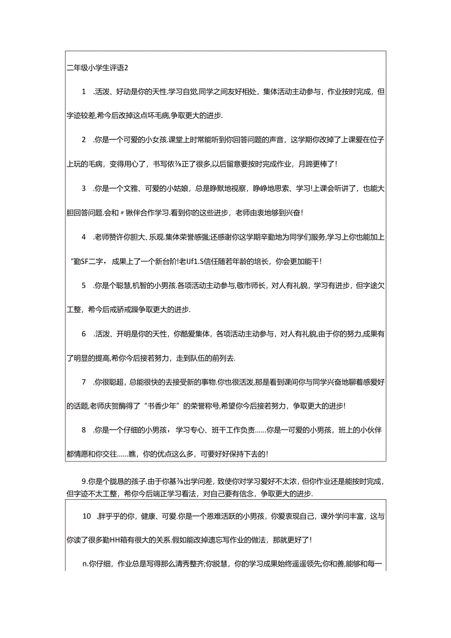 2024年二年级小学生评语(集锦15篇).docx_第3页