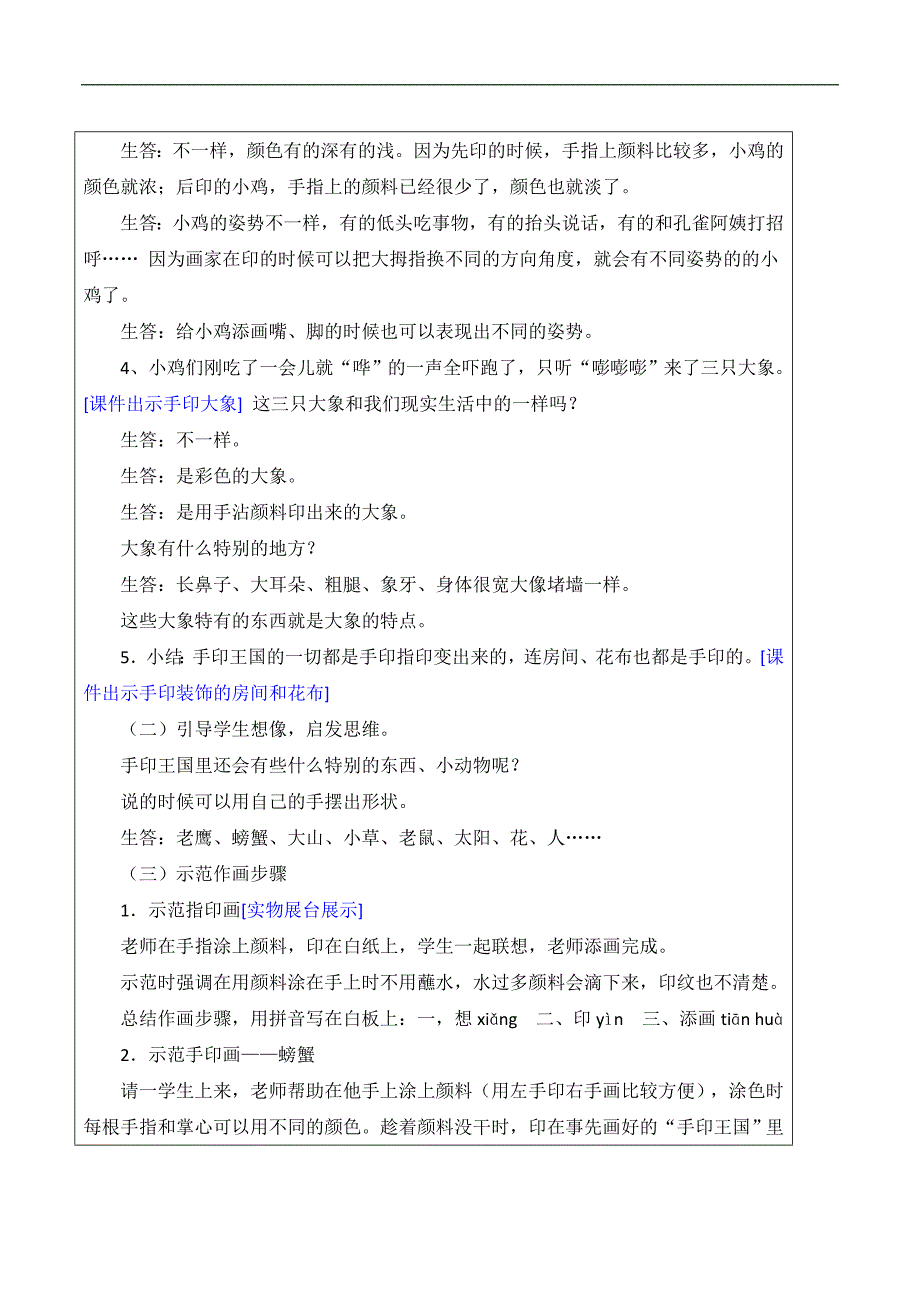 幼儿园大班美术活动《手印变变变》自制2版课件+教案手印指印变变变教案.doc_第2页