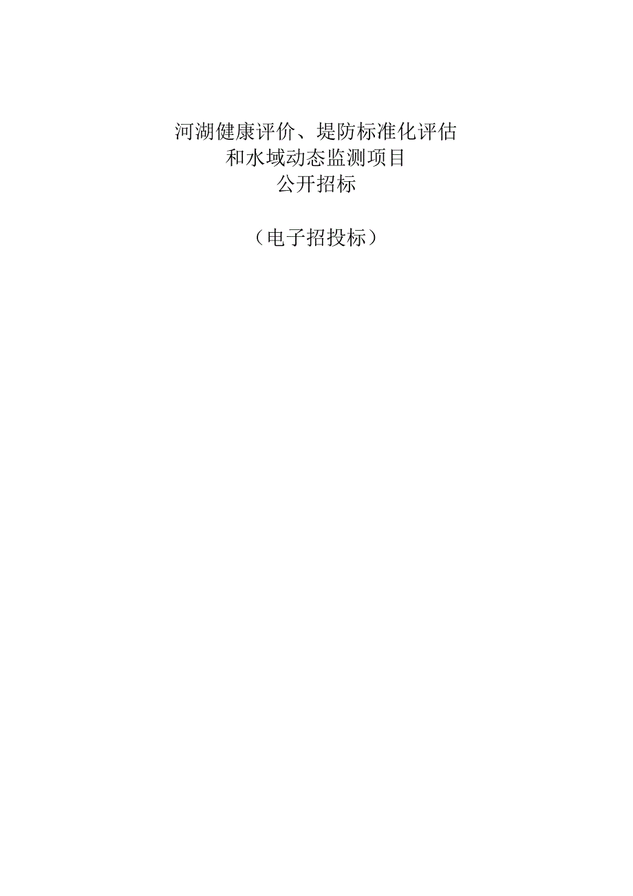 河湖健康评价、堤防标准化评估和水域动态监测项目招标文件.docx_第1页