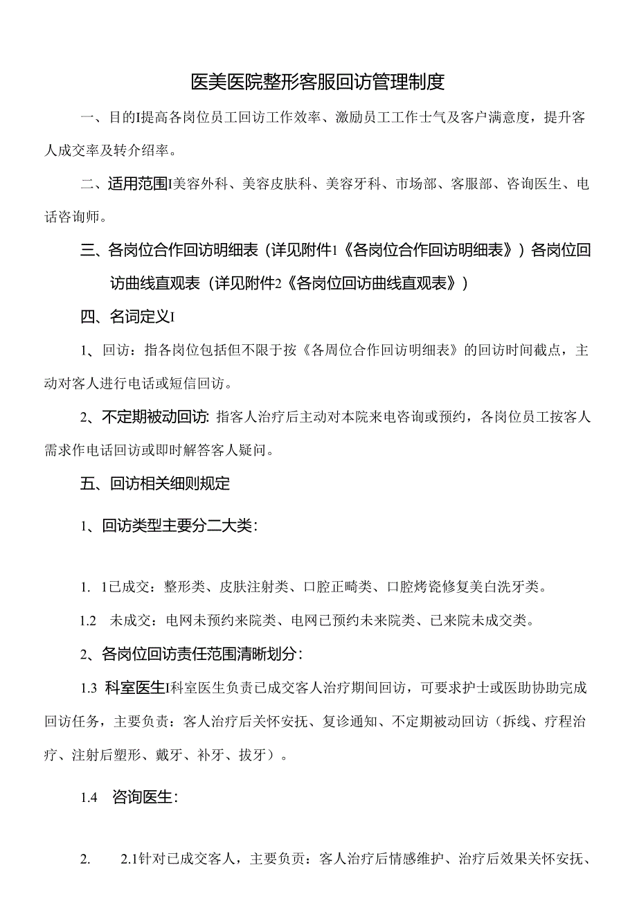 医美医院整形客服回访管理制度.docx_第1页