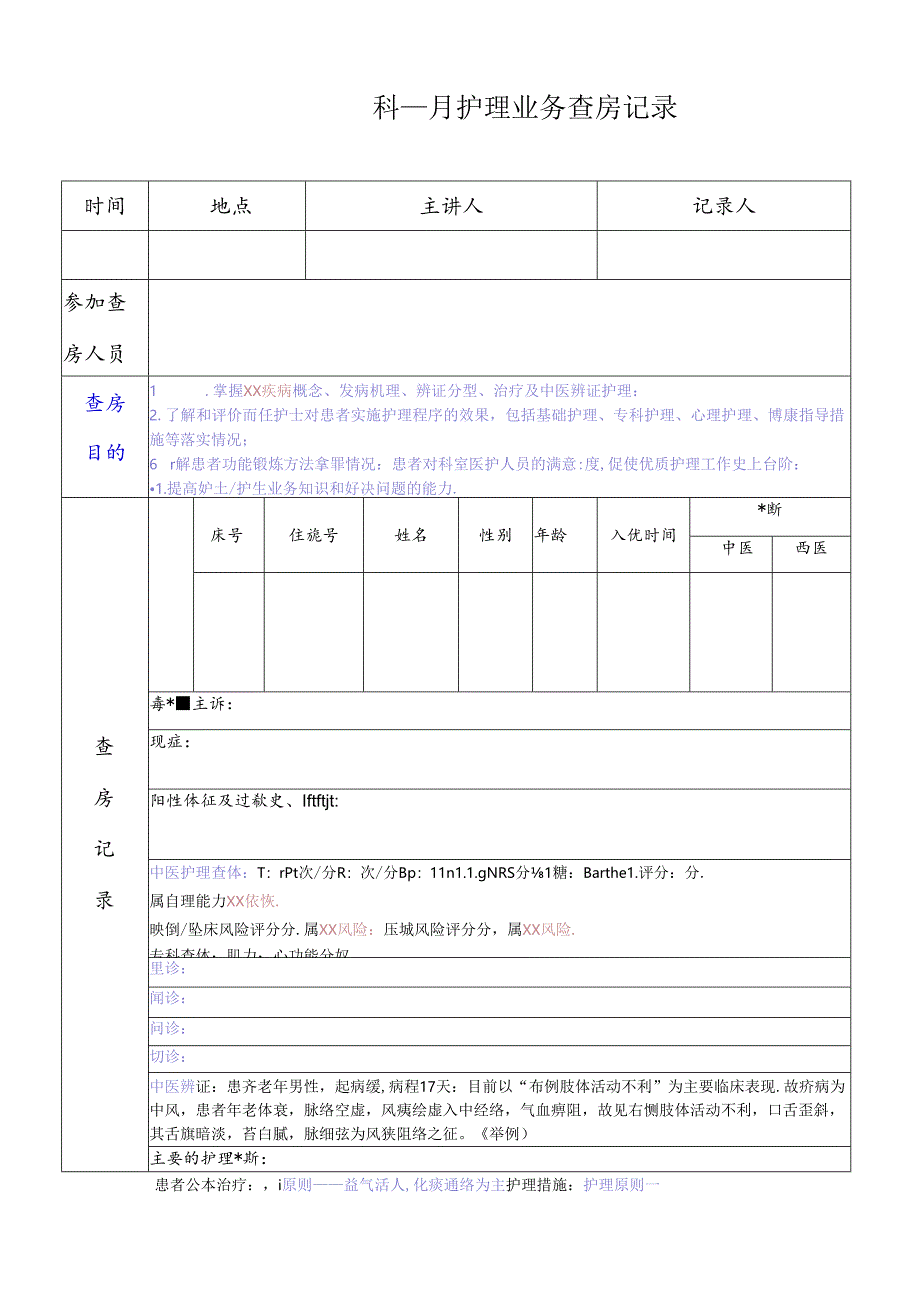 护理业务查房记录.docx_第1页