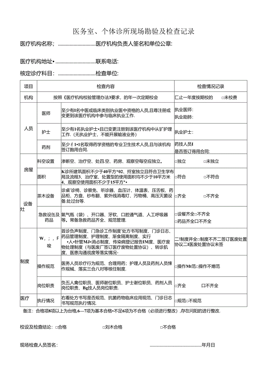 医务室、个体诊所现场勘验及检查记录.docx_第1页