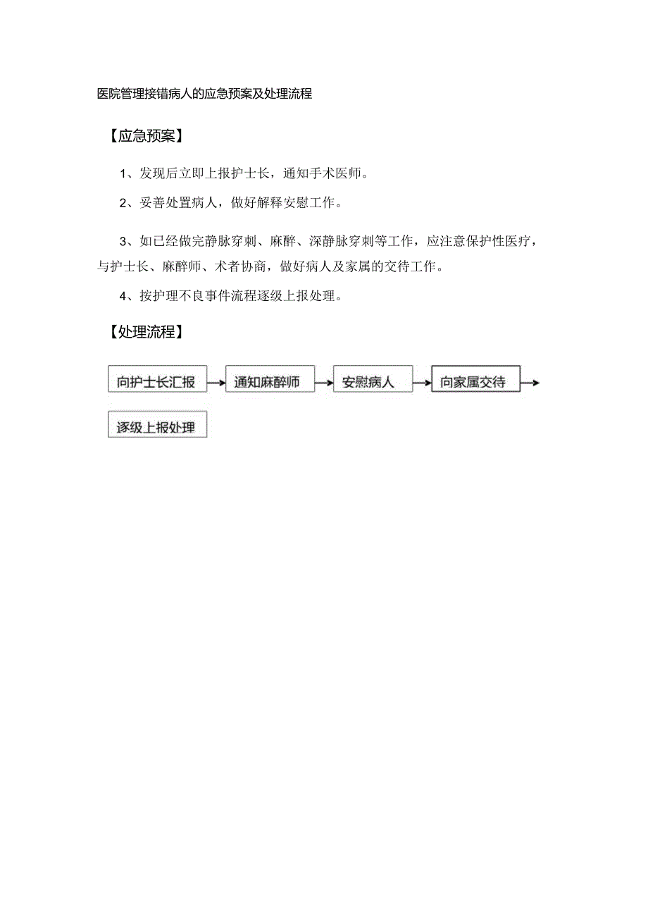 医院管理接错病人的应急预案及处理流程.docx_第1页